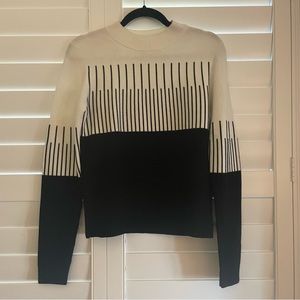 Milly Black and White Crew Neck Sweater